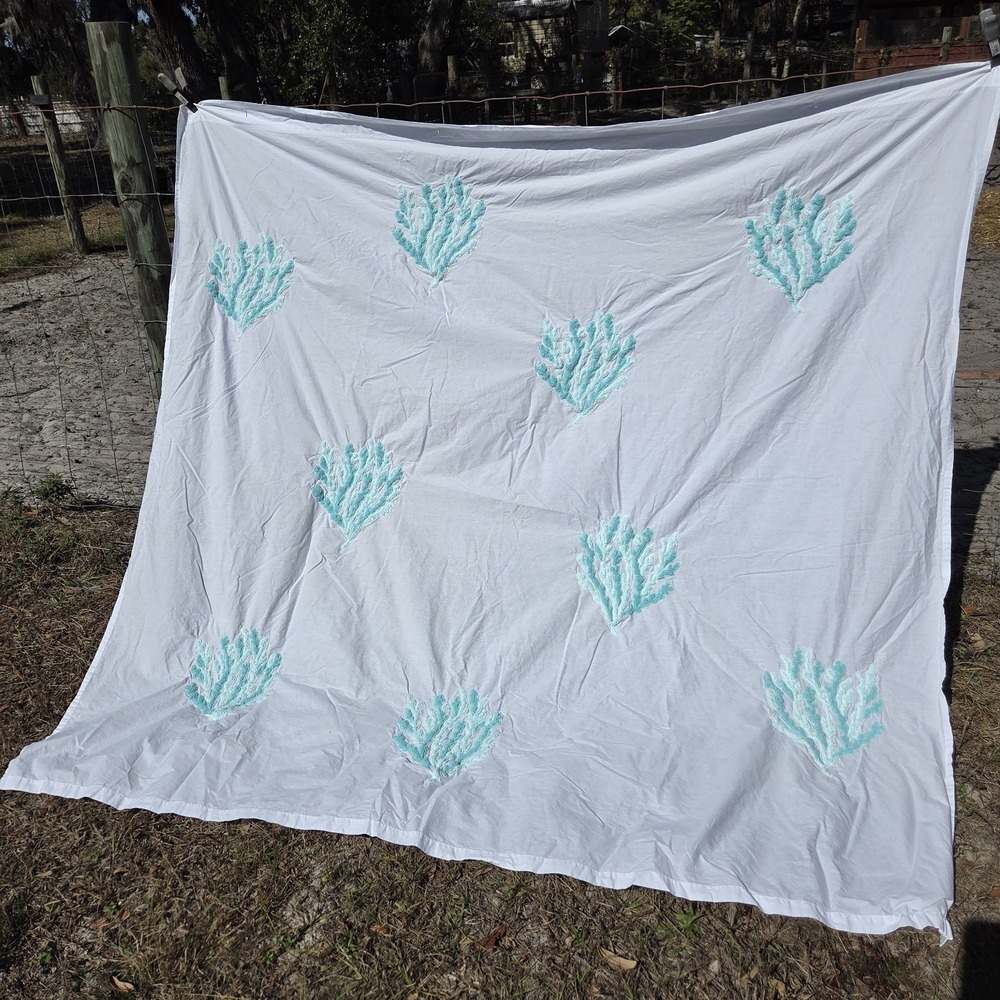 GrandinRoad 100% Cotton 72" x 72" Shower Curtain Made in India Beach Nautical